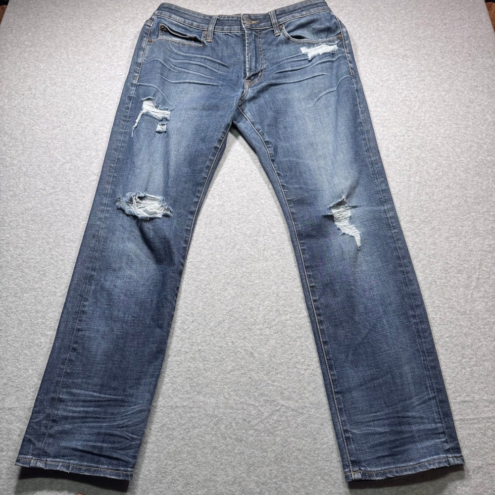 American Eagle Extreme Flex 4 Distressed Slim Jeans Mens 33x30‎ Blue Medium Wash